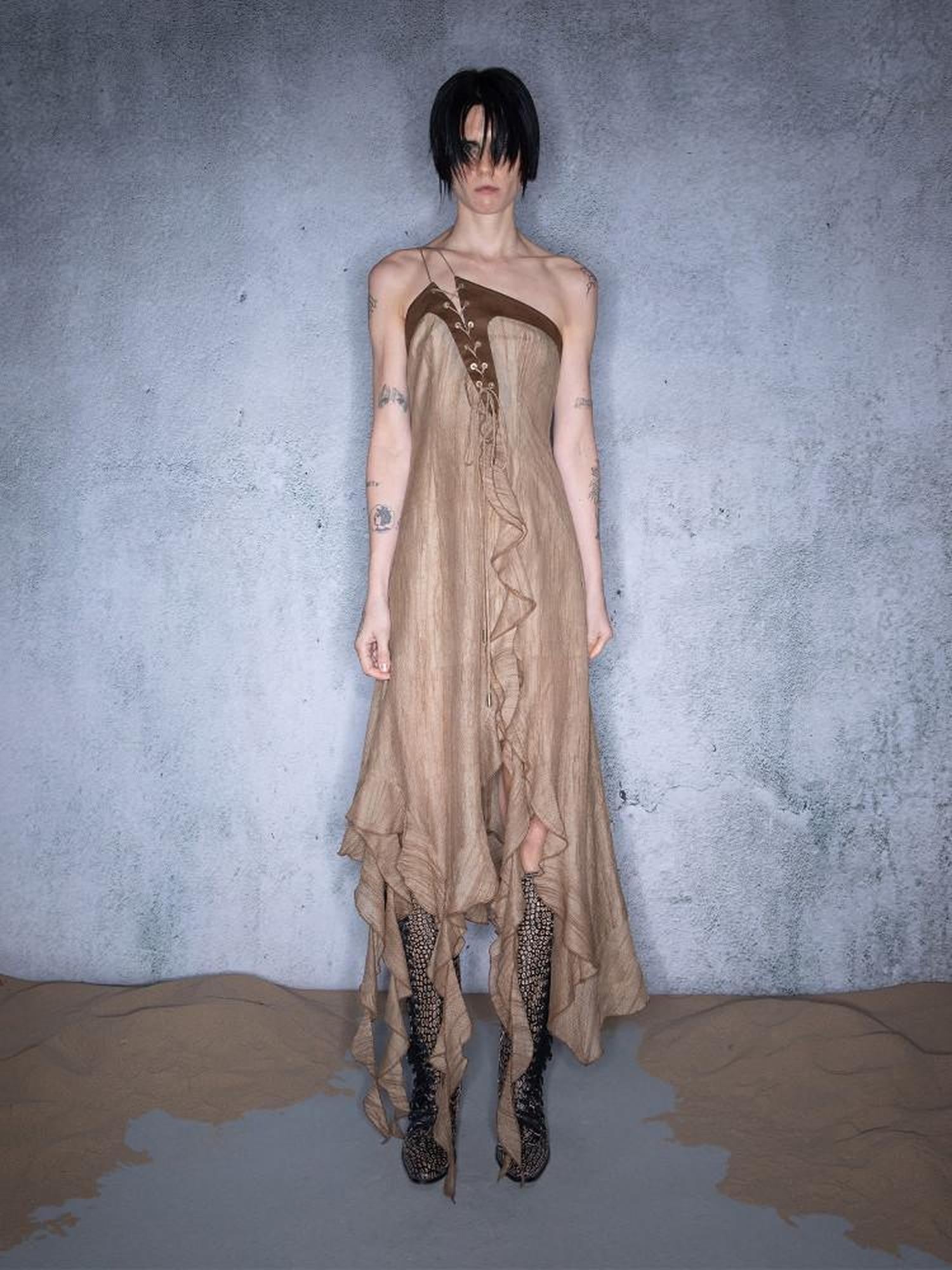 NORTH NODE Boho Ruffled Asymmetric Tie Women&