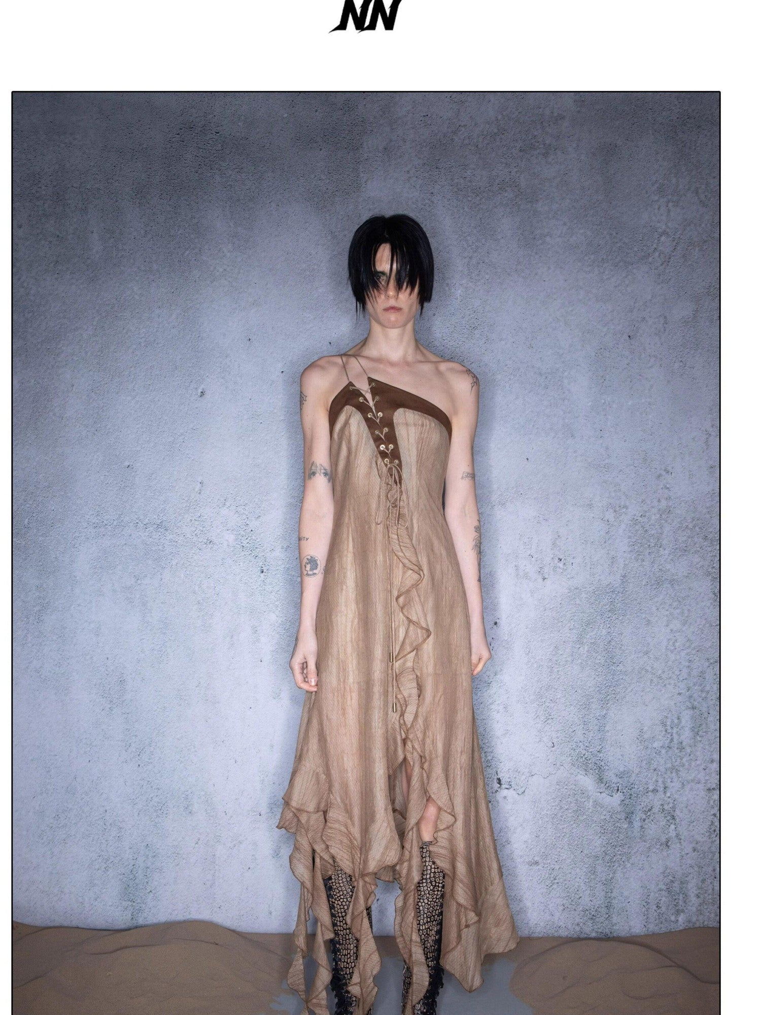 NORTH NODE Boho Ruffled Asymmetric Tie Women&