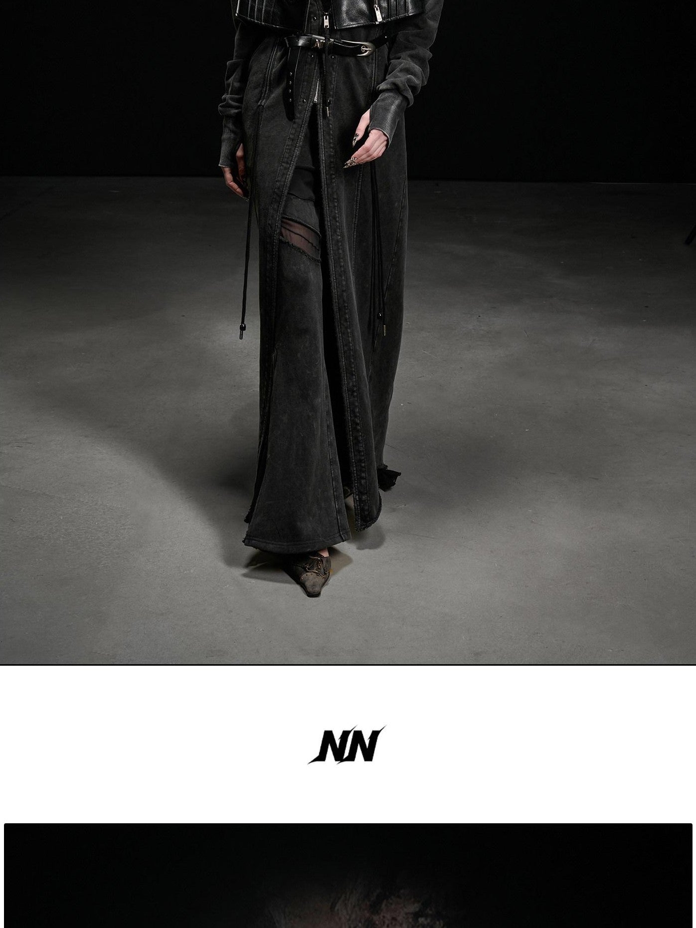NORTH NODE Boxy Studded Pleated Biker Turn Collar Women&