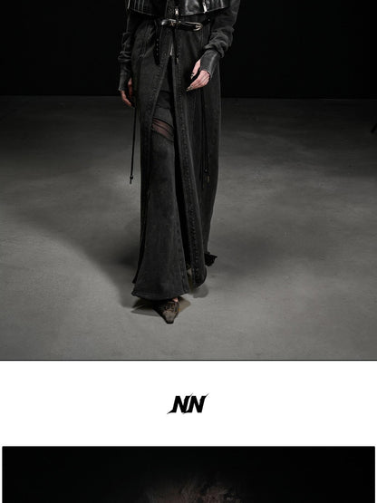 NORTH NODE Boxy Studded Pleated Biker Turn Collar Women&