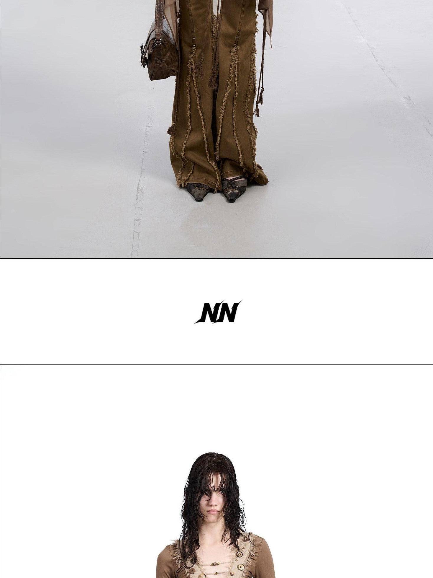 NORTH NODE Brushed Khaki Slim Micro Flare Women&