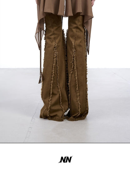 NORTH NODE Brushed Khaki Slim Micro Flare Women&