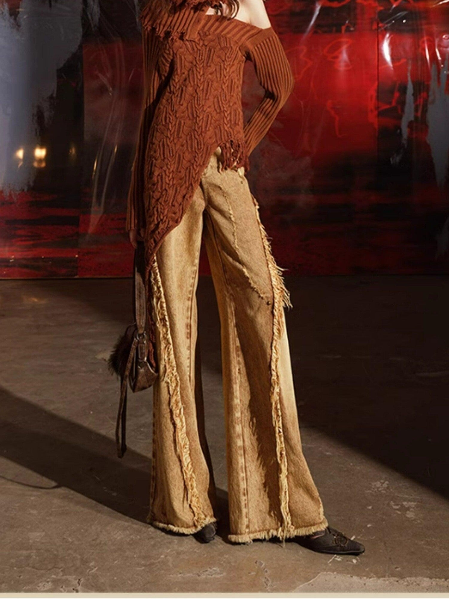 NORTH NODE Burnt Texture Distressed Irregular Women&