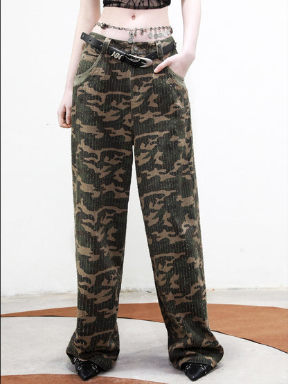 NORTH NODE Camouflage One Shoulder Jacket Pants And Skirt Women&