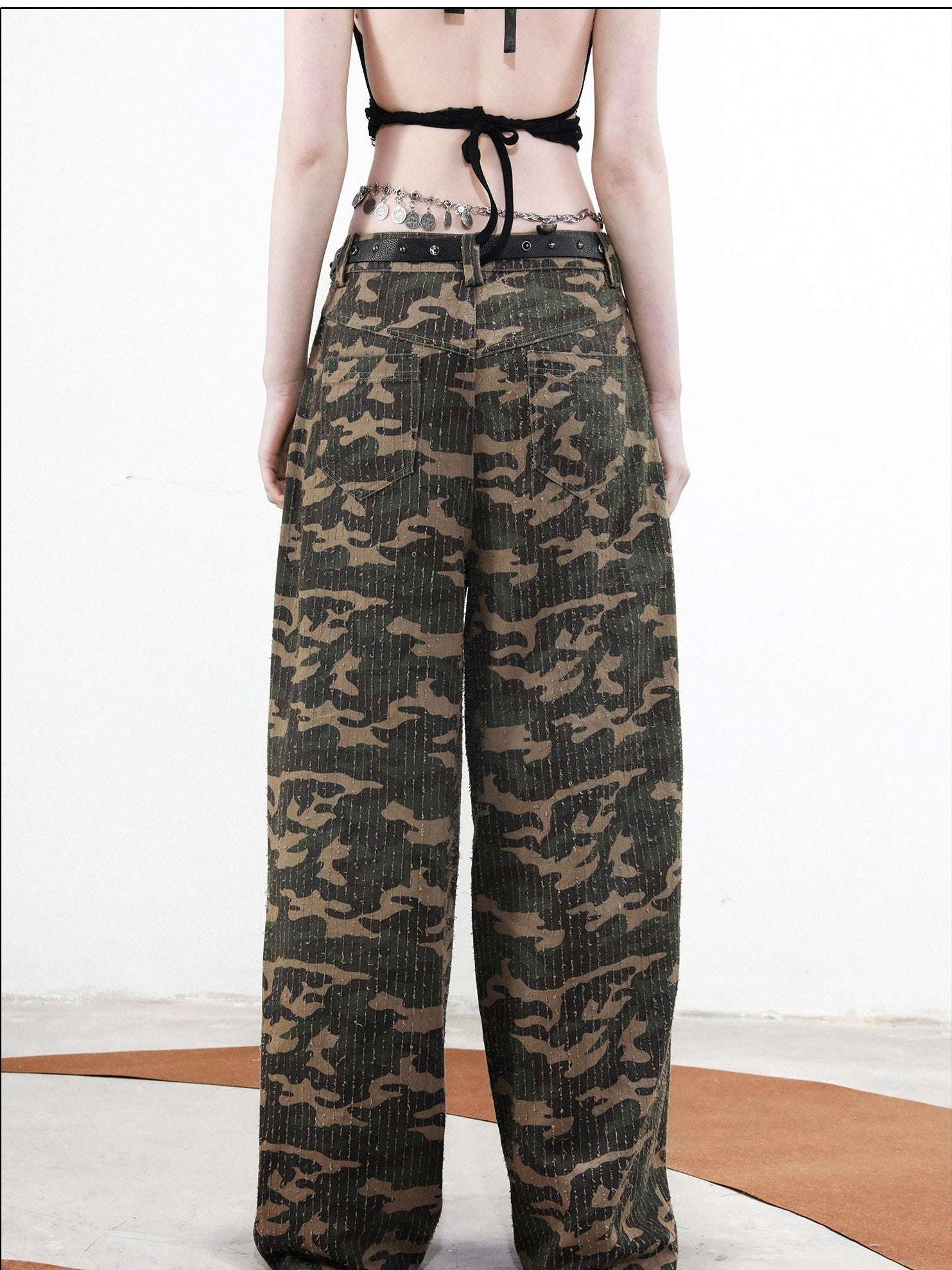 NORTH NODE Camouflage One Shoulder Jacket Pants And Skirt Women&