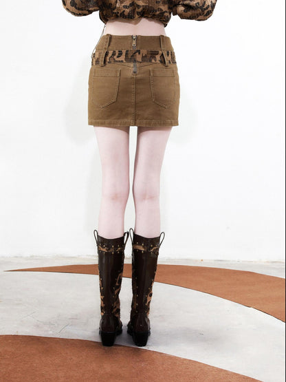 NORTH NODE Camouflage One Shoulder Jacket Pants And Skirt Women&