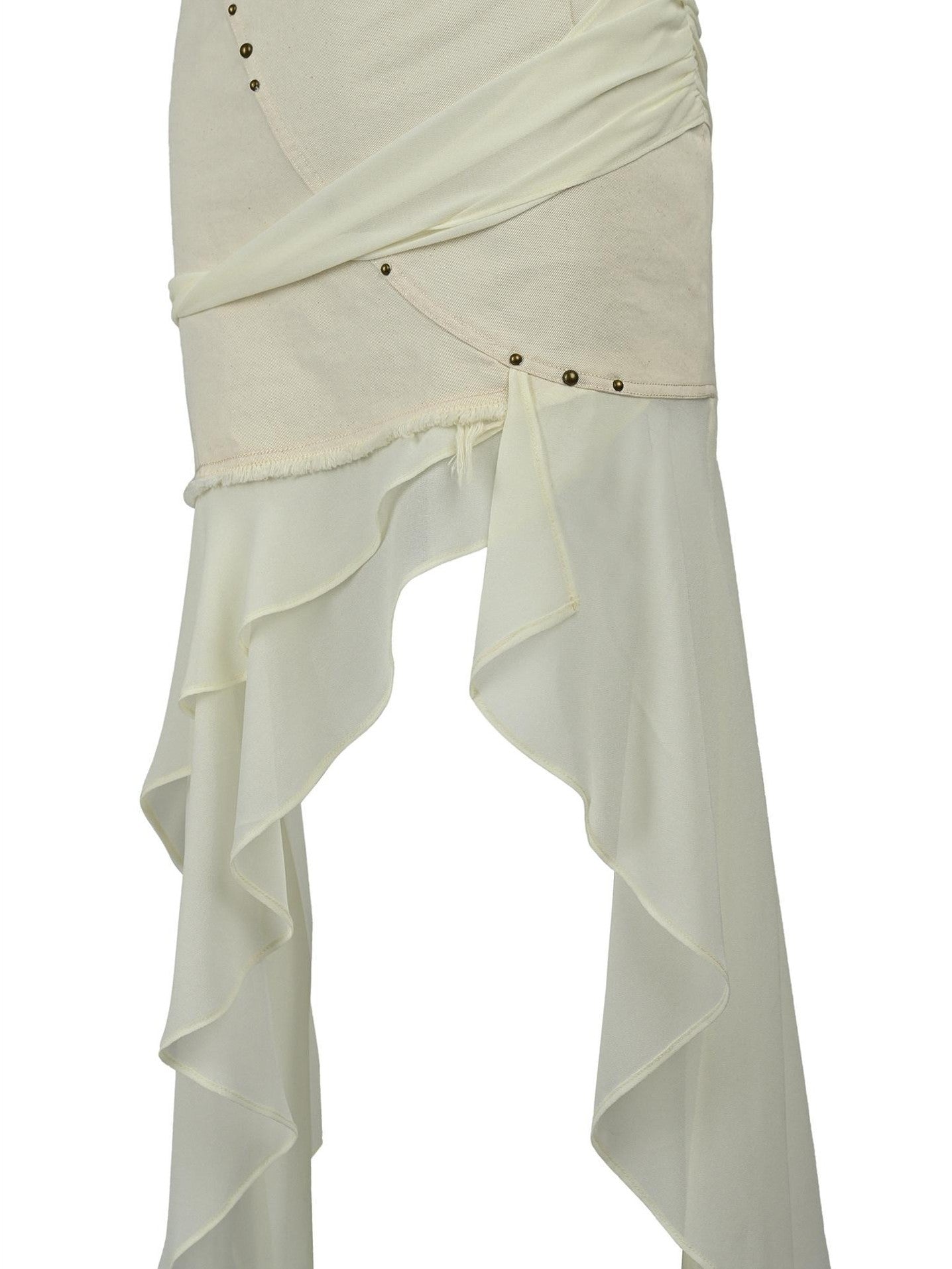 NORTH NODE Chiffon Splice Asymmetric Ruffle A Line Women&