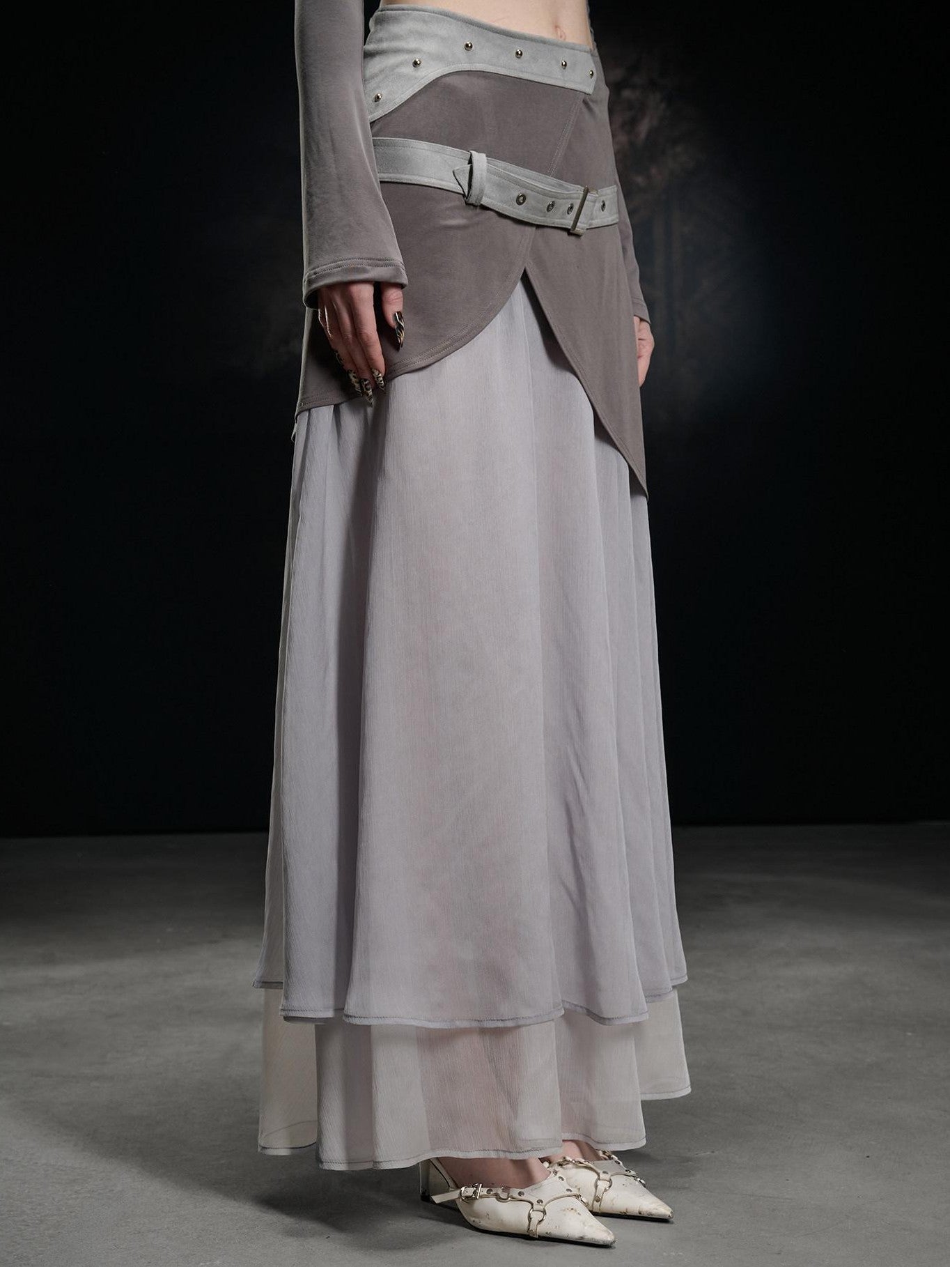 NORTH NODE Chiffon Spliced A Line Women&