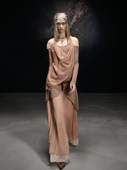 NORTH NODE Chiffon Spliced A Line Women&