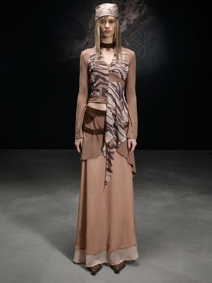 NORTH NODE Chiffon Spliced A Line Women&