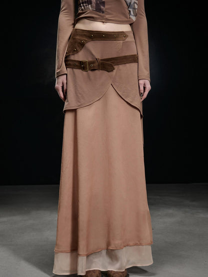 NORTH NODE Chiffon Spliced A Line Women&