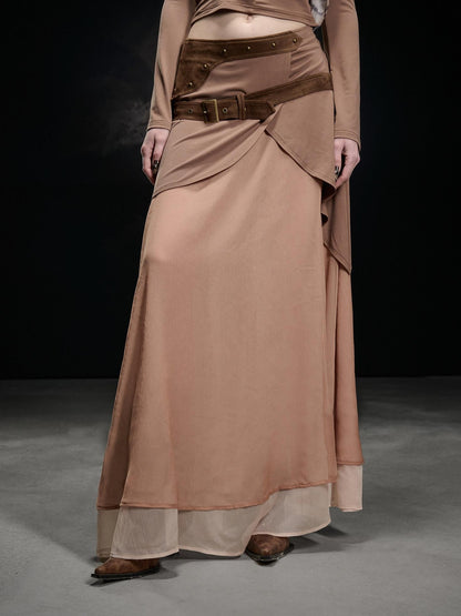 NORTH NODE Chiffon Spliced A Line Women&