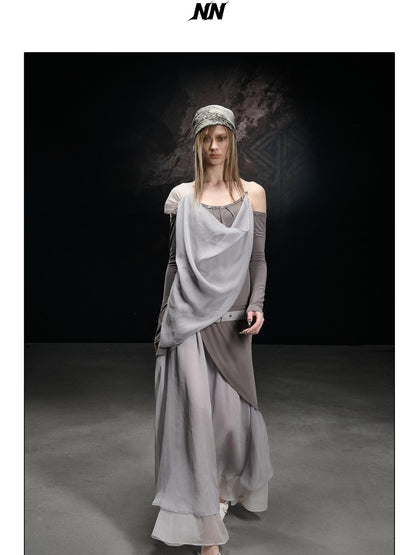 NORTH NODE Chiffon Spliced A Line Women&