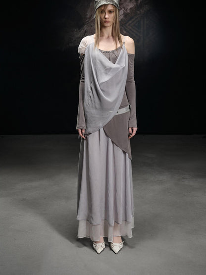 NORTH NODE Chiffon Spliced A Line Women&