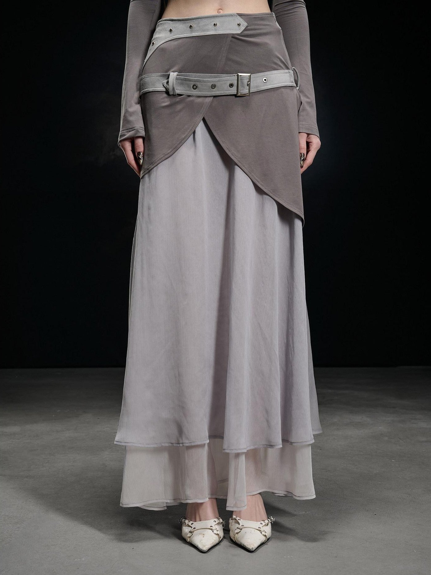NORTH NODE Chiffon Spliced A Line Women&