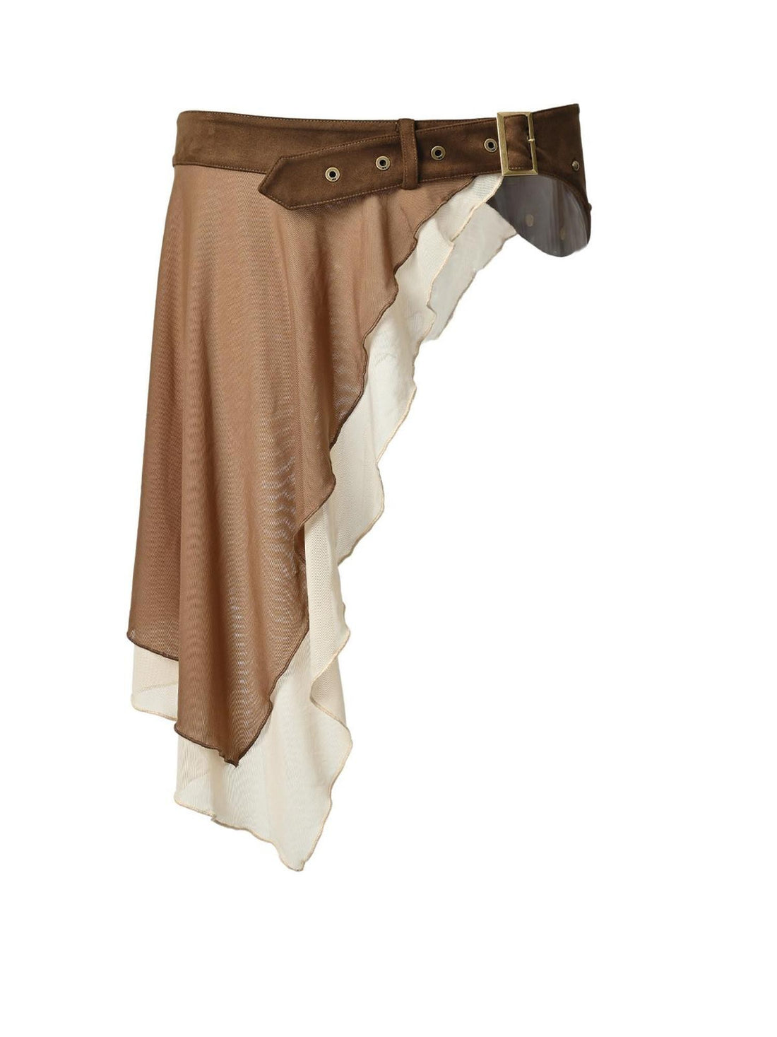 NORTH NODE Chiffon Spliced Faux Suede Irregular Women&