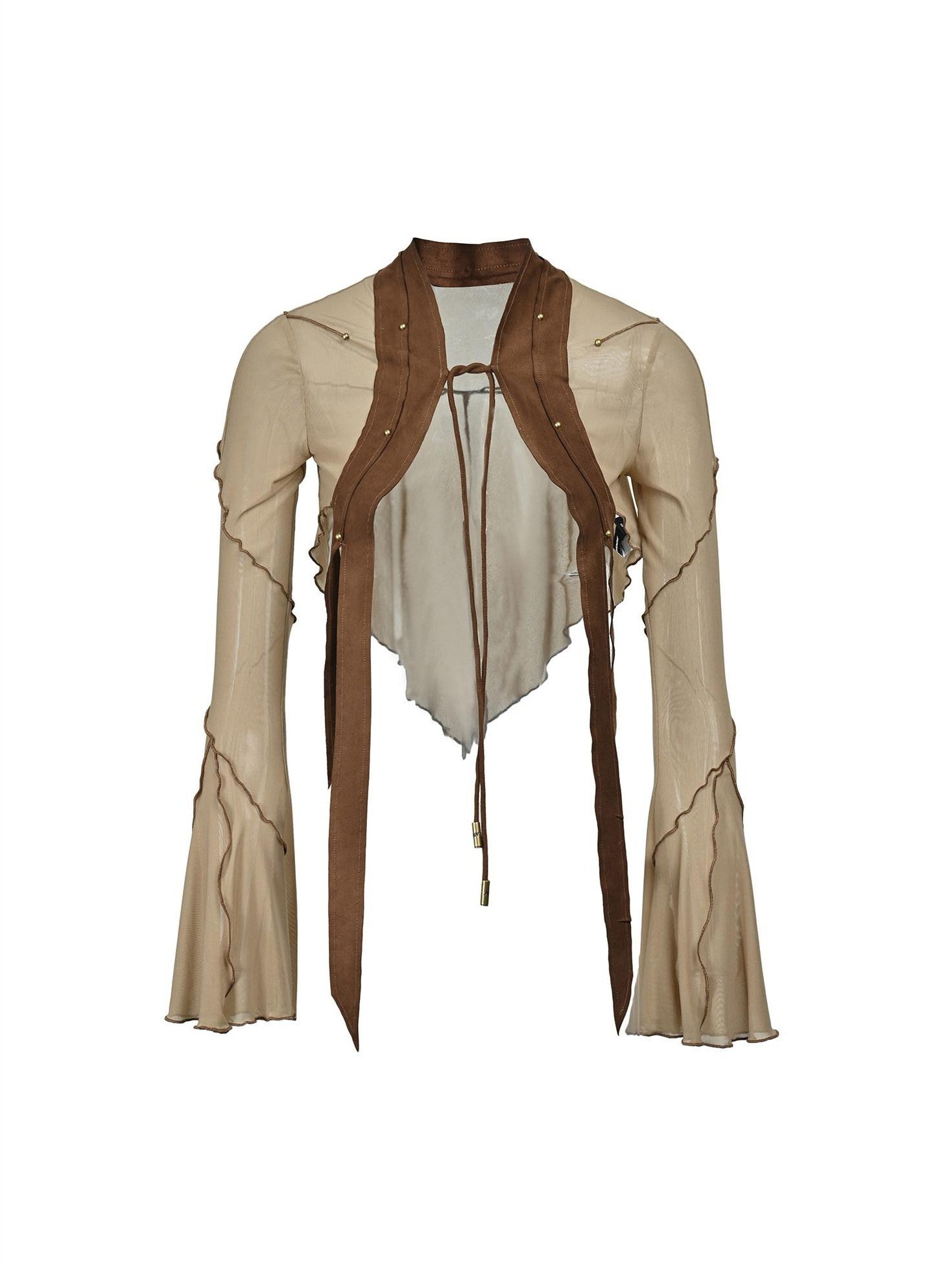 NORTH NODE Cicada Wing Asymmetrical Mesh Patchwork Women&
