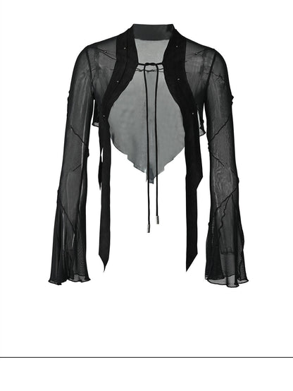 NORTH NODE Cicada Wing Asymmetrical Mesh Patchwork Women&