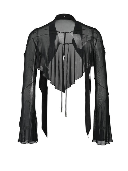 NORTH NODE Cicada Wing Asymmetrical Mesh Patchwork Women&