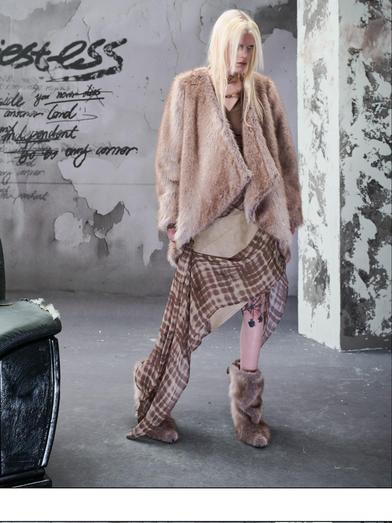 NORTH NODE Coffee Brown Asymmetric Collarless Women&