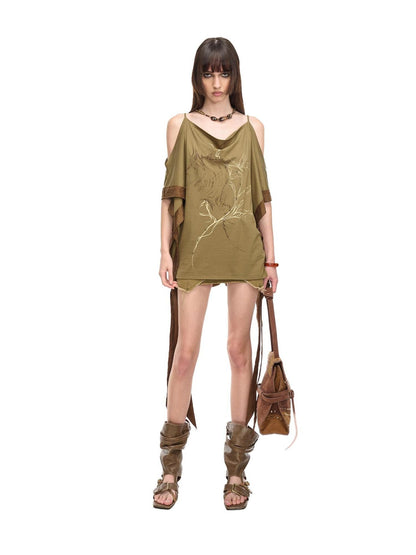 NORTH NODE Coffee Patchwork Print Strappy Women&