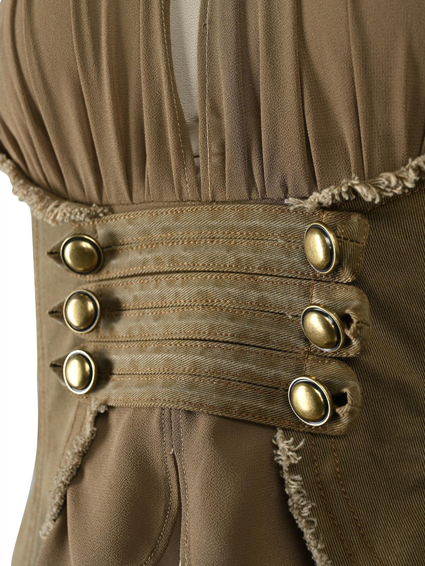 NORTH NODE Coin Buckle Pleated Asymmetric Ruffled Hem Women&