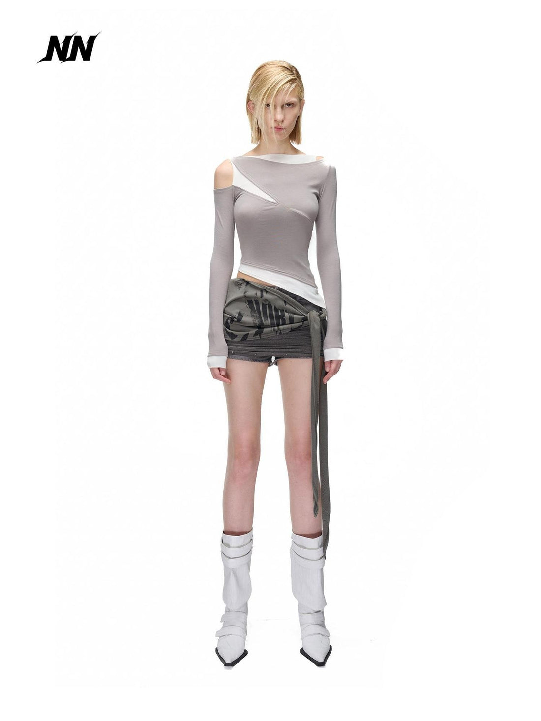 NORTH NODE Color Block Fake Two Piece Hollow Out Women&