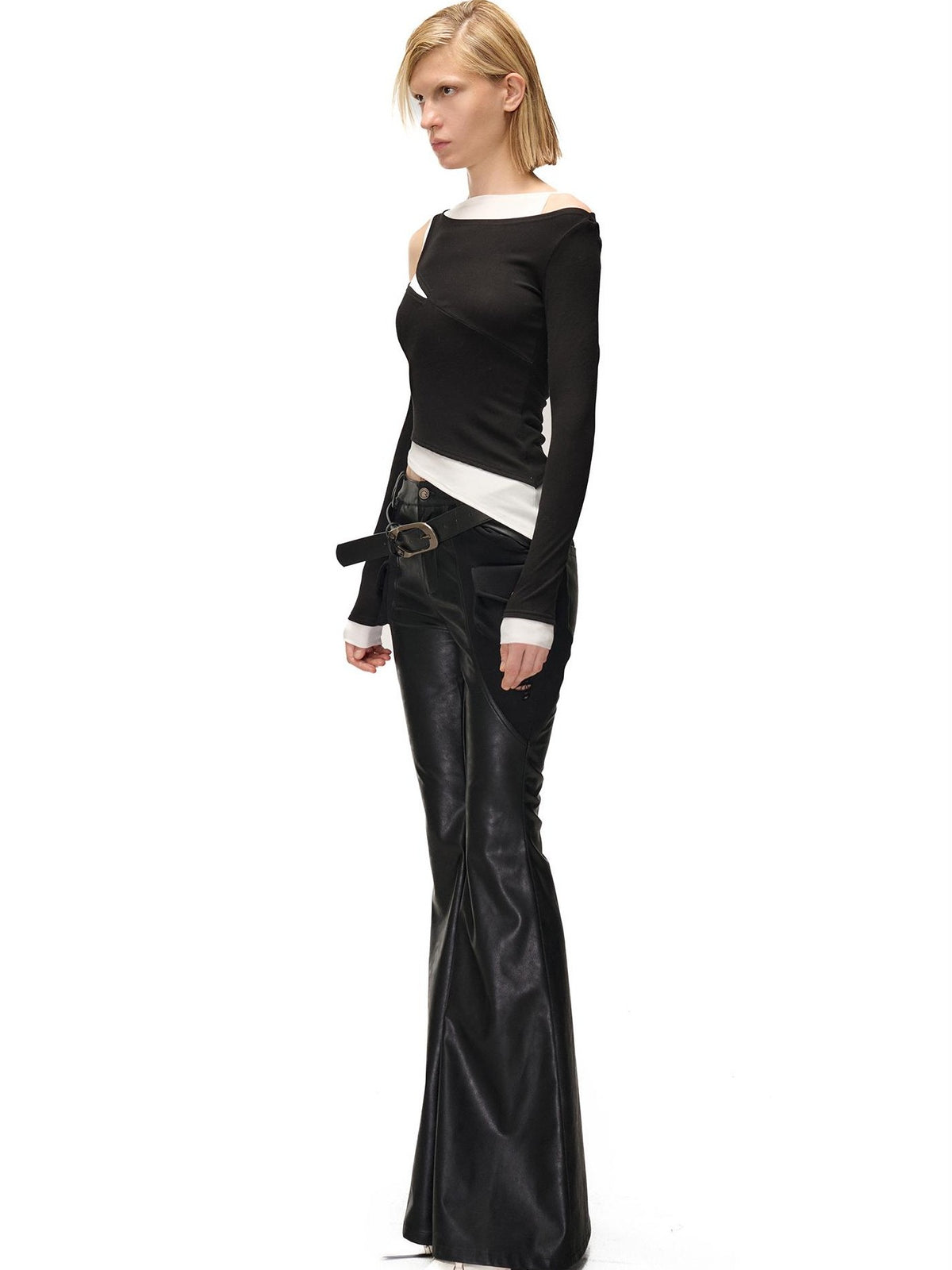 NORTH NODE Color Block Fake Two Piece Hollow Out Women&