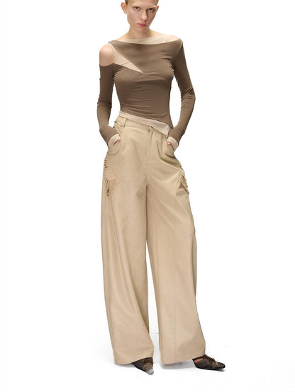 NORTH NODE Color Block Fake Two Piece Hollow Out Women&