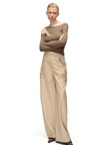 NORTH NODE Color Block Fake Two Piece Hollow Out Women&