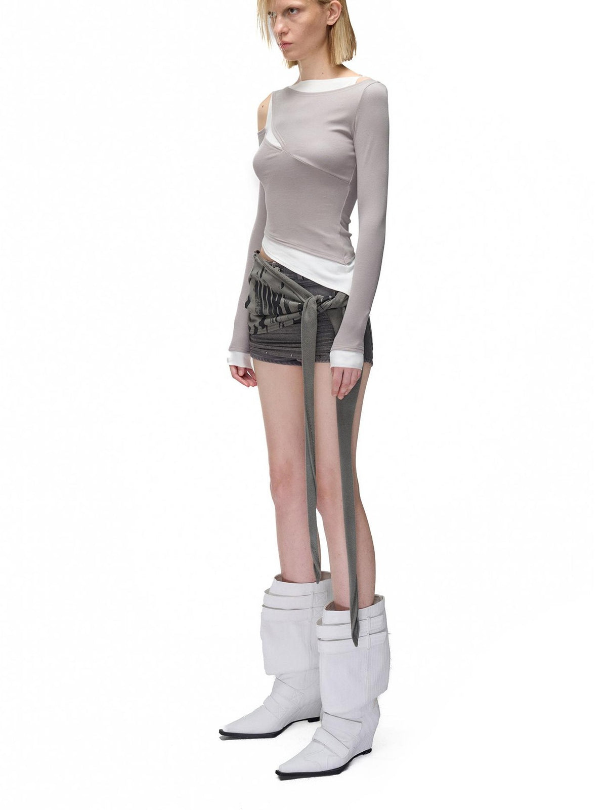 NORTH NODE Color Block Fake Two Piece Hollow Out Women&