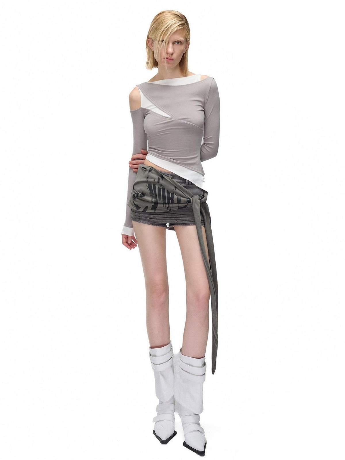 NORTH NODE Color Block Fake Two Piece Hollow Out Women&