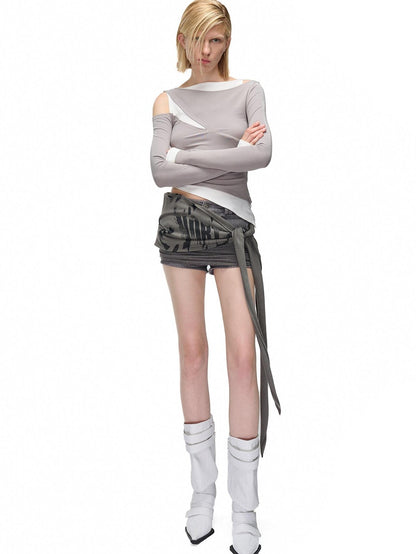 NORTH NODE Color Block Fake Two Piece Hollow Out Women&