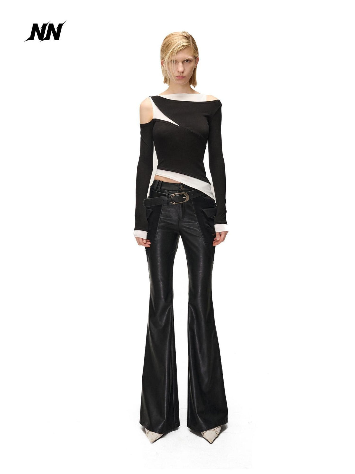 NORTH NODE Color Block Fake Two Piece Hollow Out Women&