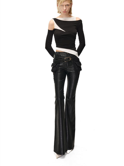 NORTH NODE Color Block Fake Two Piece Hollow Out Women&