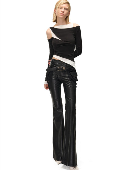 NORTH NODE Color Block Fake Two Piece Hollow Out Women&