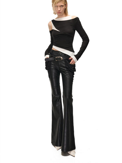 NORTH NODE Color Block Fake Two Piece Hollow Out Women&