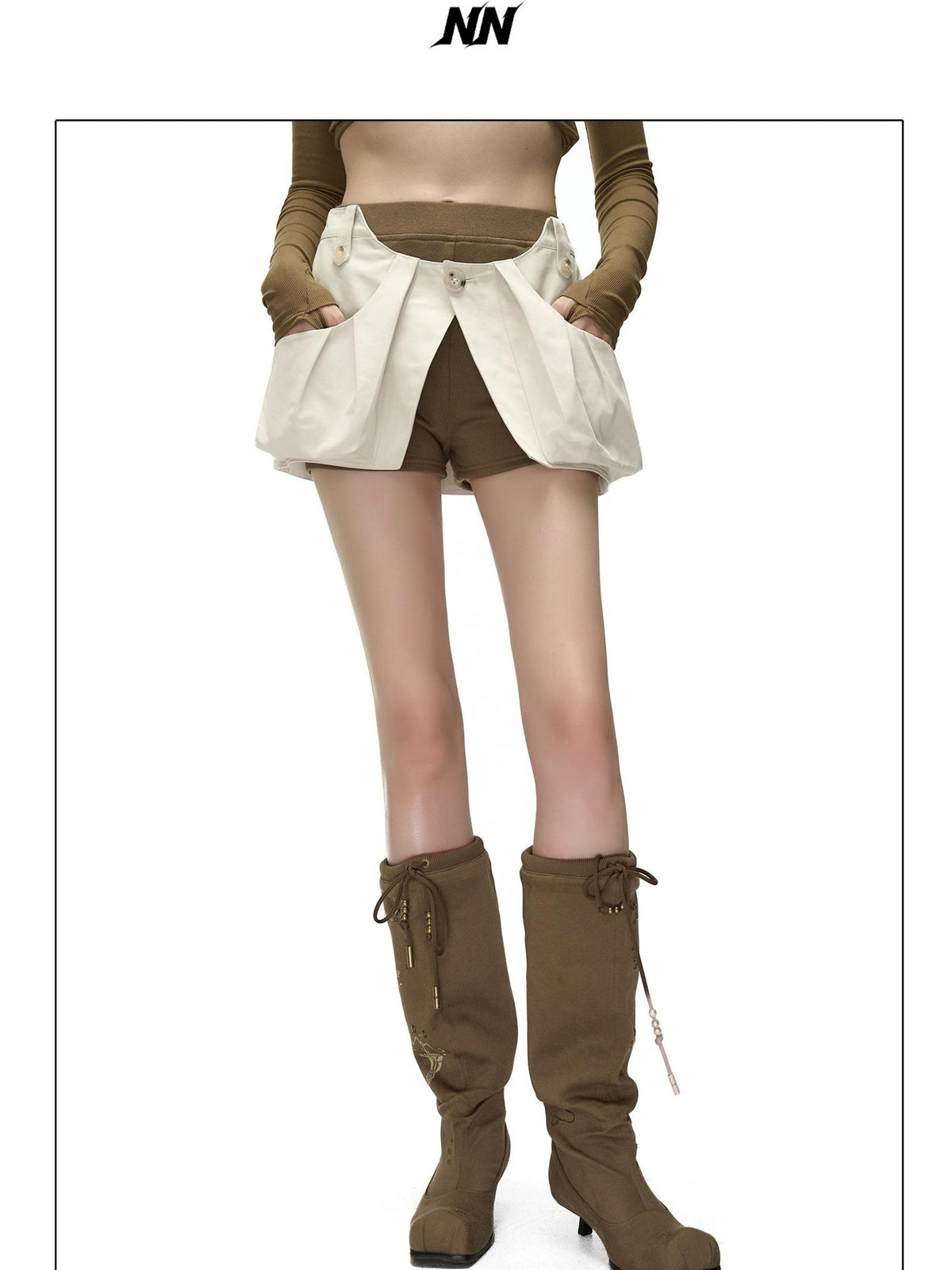 NORTH NODE Color Block Spliced Detachable Pockets Women&