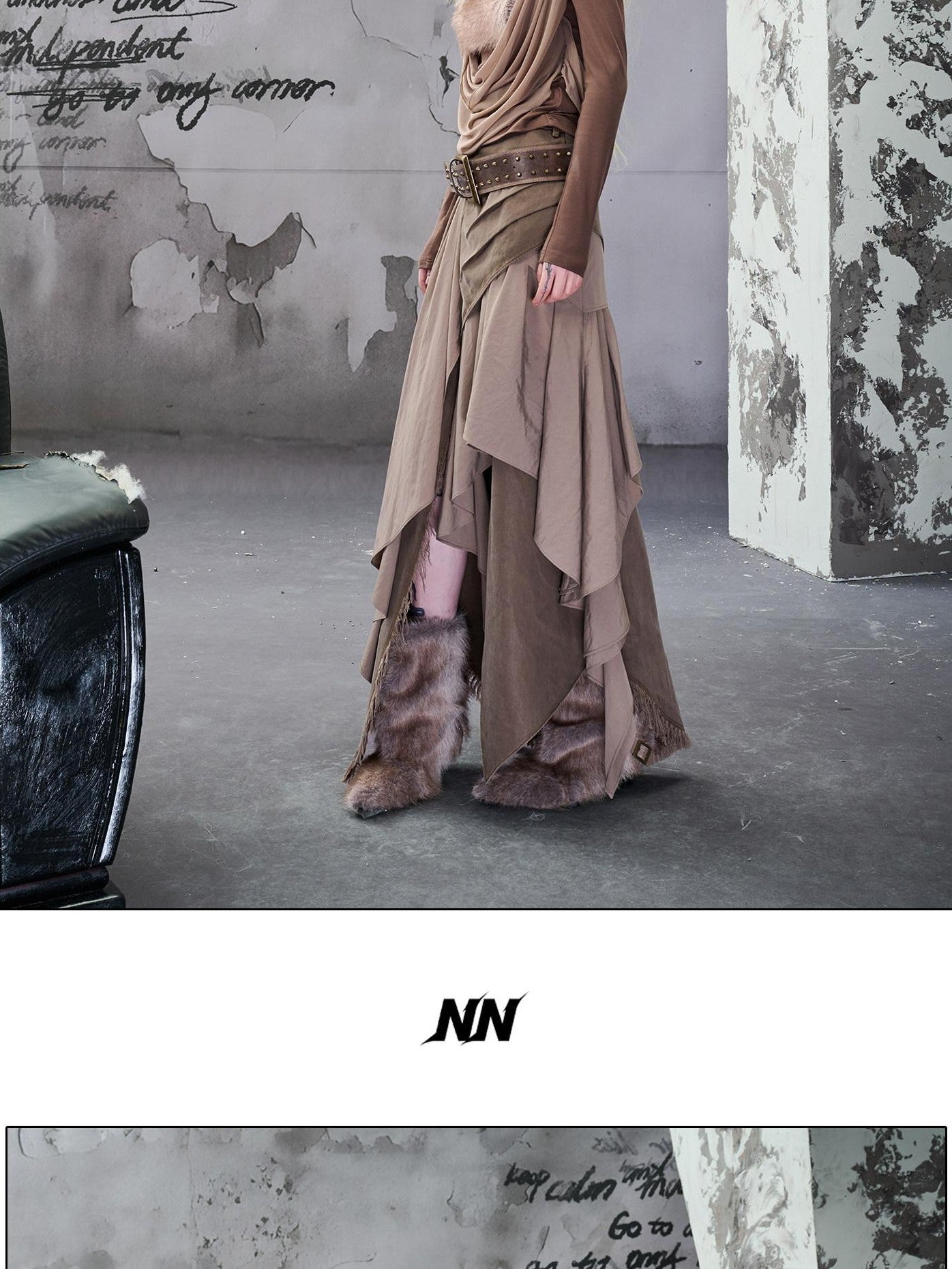 NORTH NODE Colorblock Patchwork Layered Asymmetrical Women&