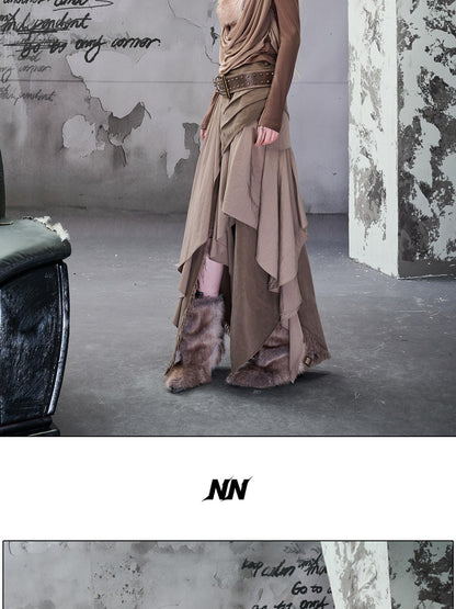 NORTH NODE Colorblock Patchwork Layered Asymmetrical Women&