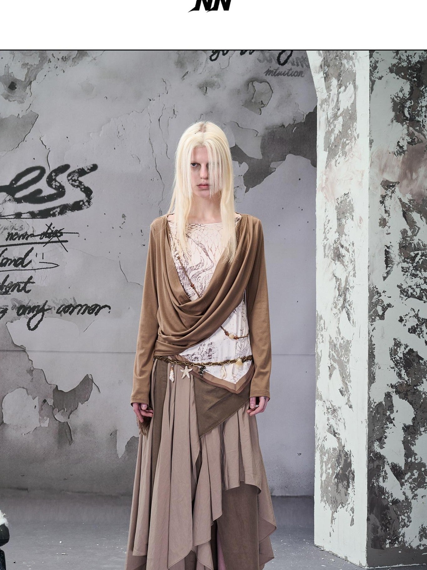NORTH NODE Colorblock Patchwork Layered Asymmetrical Women&
