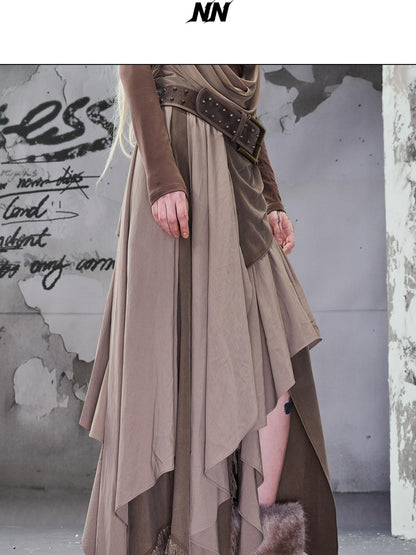 NORTH NODE Colorblock Patchwork Layered Asymmetrical Women&
