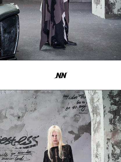NORTH NODE Colorblock Patchwork Layered Asymmetrical Women&