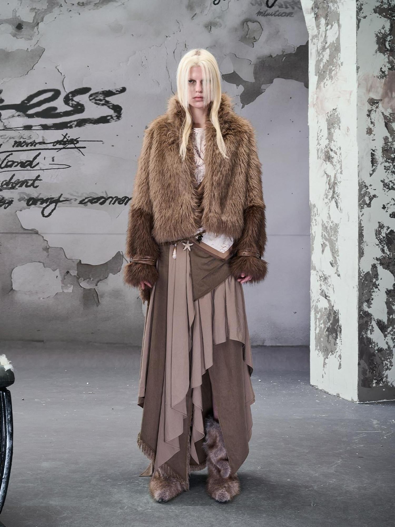 NORTH NODE Colorblock Patchwork Layered Asymmetrical Women&