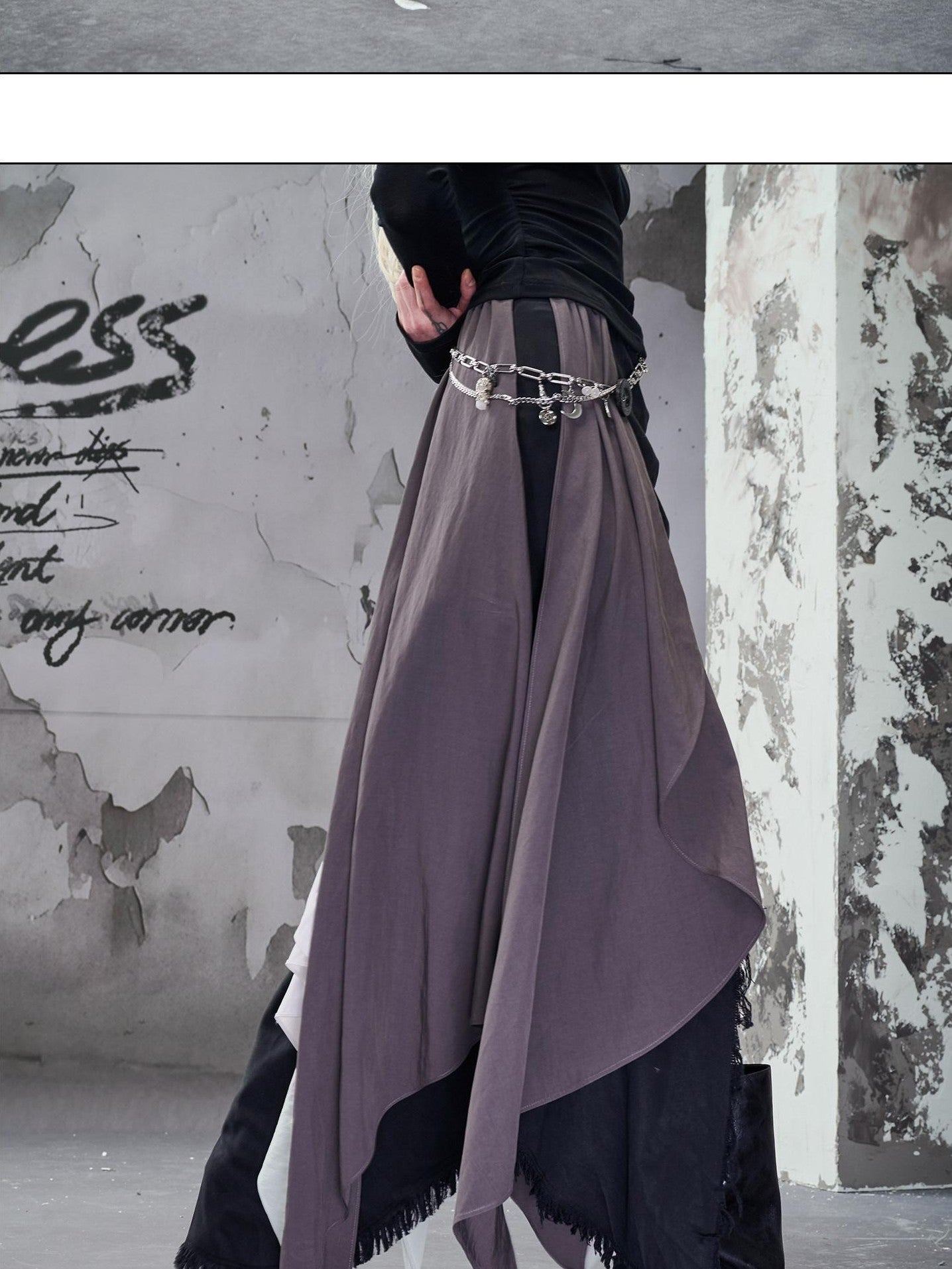 NORTH NODE Colorblock Patchwork Layered Asymmetrical Women&