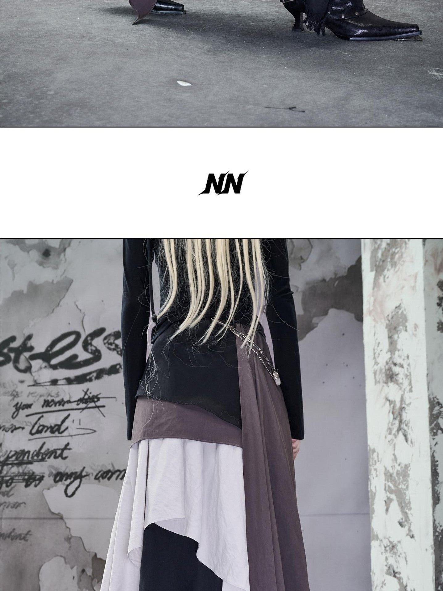 NORTH NODE Colorblock Patchwork Layered Asymmetrical Women&
