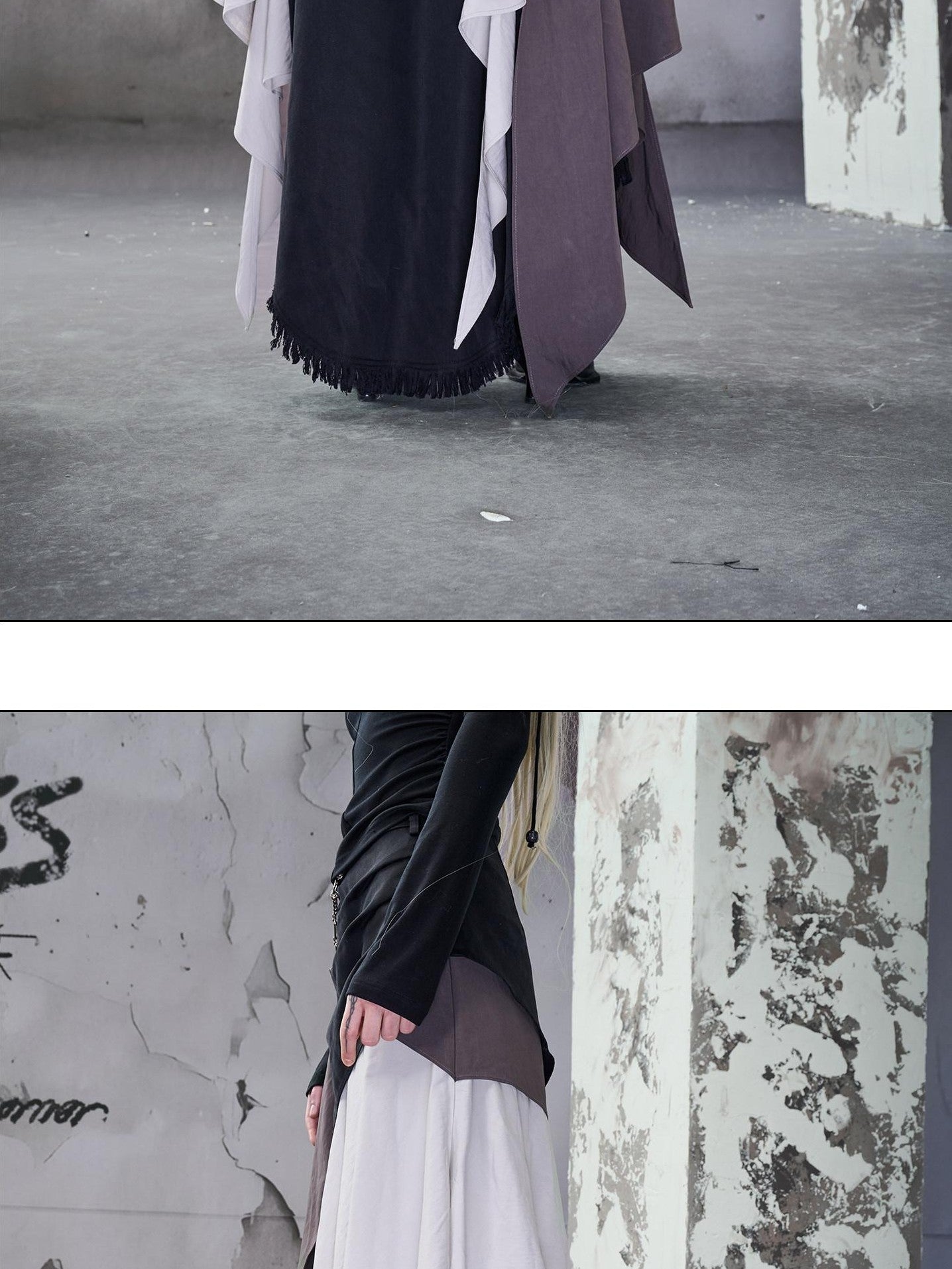 NORTH NODE Colorblock Patchwork Layered Asymmetrical Women&