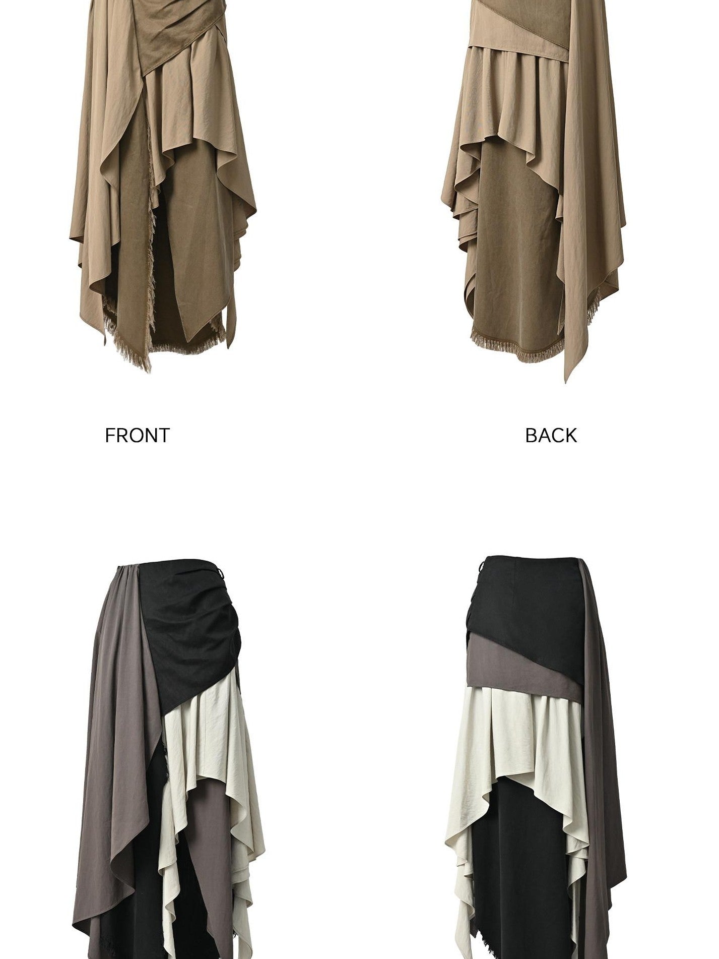 NORTH NODE Colorblock Patchwork Layered Asymmetrical Women&