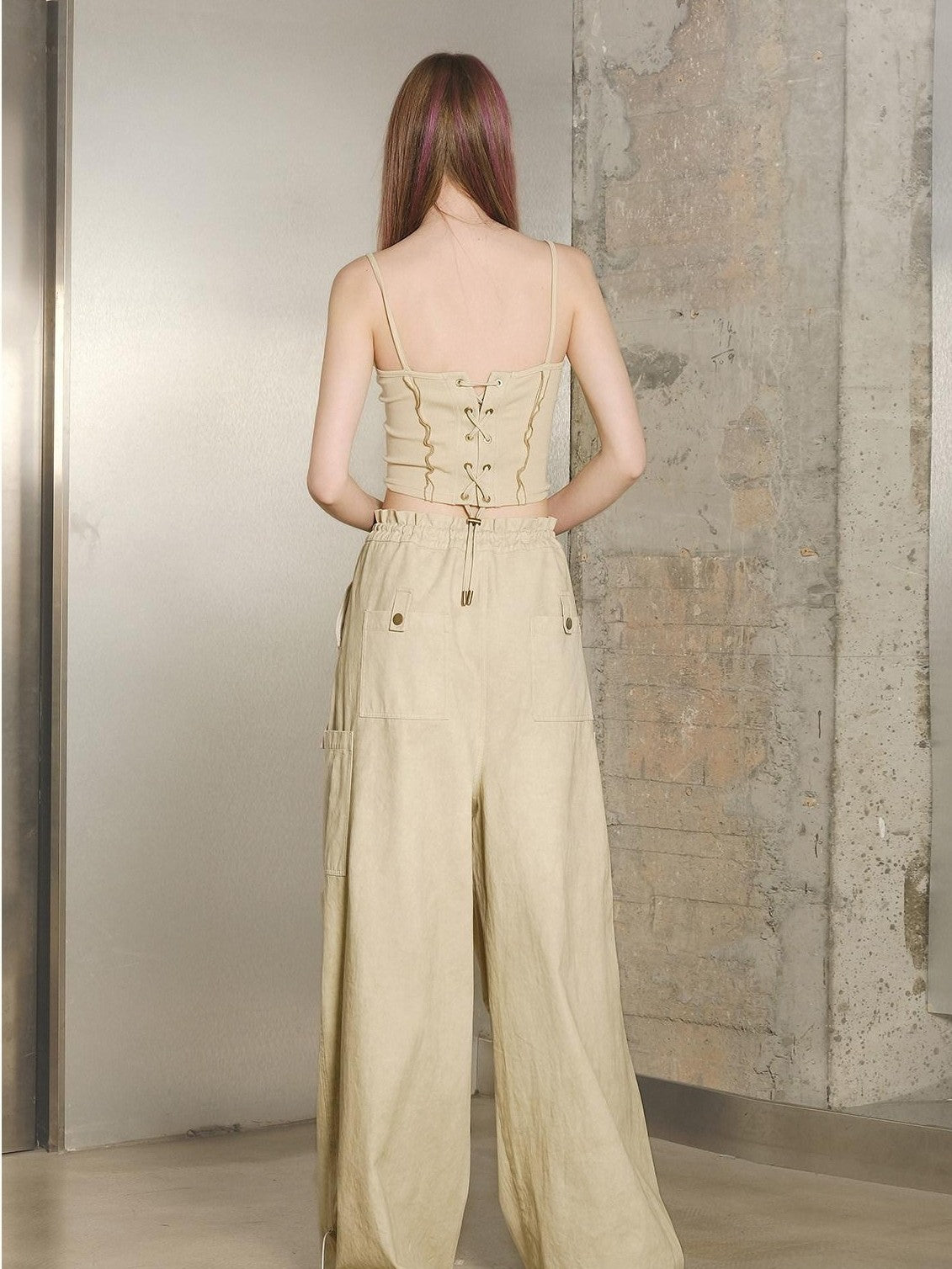 NORTH NODE Colorblock Patchwork Tie Detail Ruffle Hem Women&