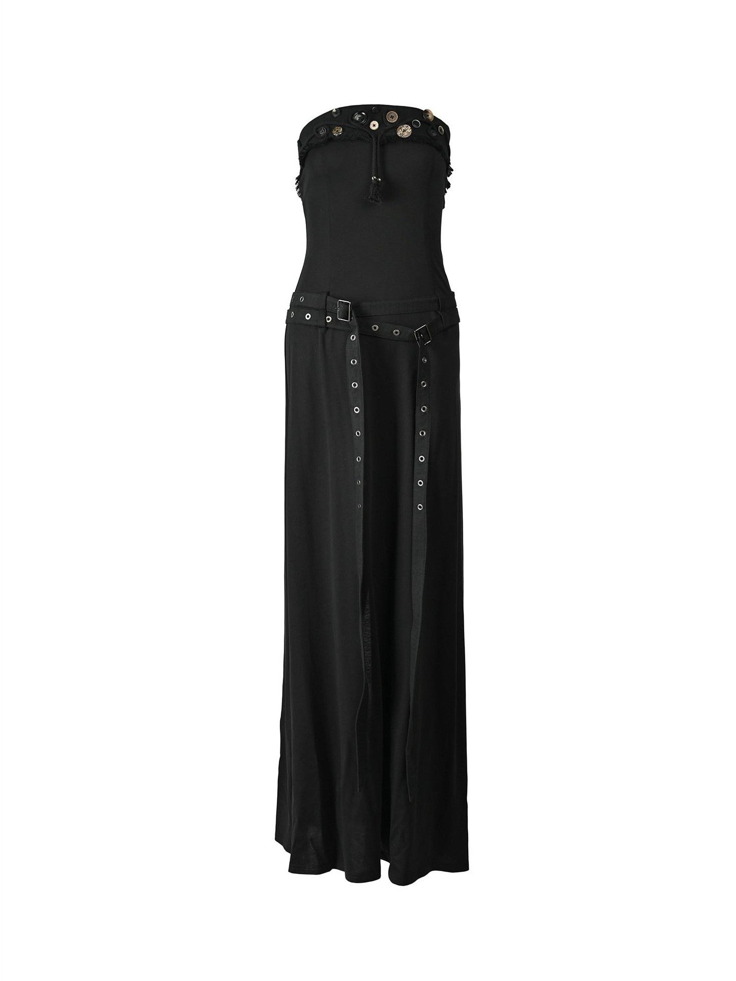 NORTH NODE Compass Print Hand Sewn Button Double Belt Splice Women&